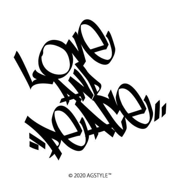 LOVE AND PEACE オリジナル カッティン グステッカー 愛と平和 タギング ワンポイント...