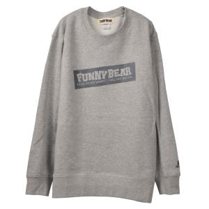 FUNNY BEAR クルーネック スウェット ミックスグレー メンズ レディース ストリート カジュアルコーデ スニーカーコーデ キャップコーデ 長袖 バイク女子｜agstyle