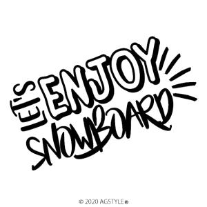 LET'S ENJOY SNOWBOARD オリジナル カッティング ステッカー 切り文字 カフェ風 チョークアート風 スノーボード SNOW エンジョイ 四駆 4WD SUV｜agstyle