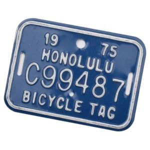 USED HONOLULU BICYCLE TAG 1975 C99487 雑貨 レア物 バイシクルタグ 自転車 ナンバープレート ブリキ ヴィンテージ レトロ プレート ホノルル HAWAII｜agstyle