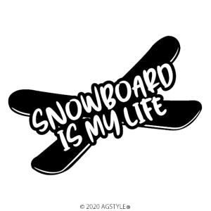 SNOWBOARD IS MY LIFE カッティングステッカー  SUV ハーフパイプ アウトドア スノボ スノーボード 4WD 雪 クロカン 四駆｜agstyle