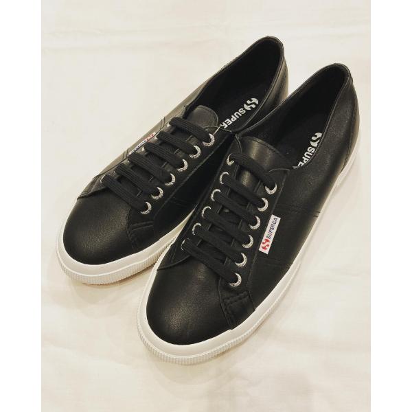 SUPERGA (スペルガ) 2750 NAPLNGCOTU / LEATHER Black-Whi...