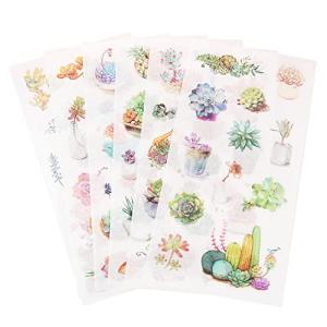 moin moin シール ステッカー 12枚セット 和紙 水彩 多肉植物 観葉植物 グリーン インテリア/スケジュール 手帳 アルバム デコ 手紙