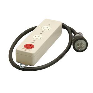 マルチタップ 逆回転用コンセント付き 接地3P20A3個口タップ 明