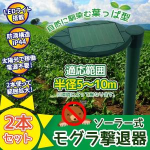 モグラ撃退器 2本セット ソーラー式 音波振動 撃退器