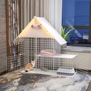 ペットケージ キャットケージ 2段 三角屋根 ステップ台