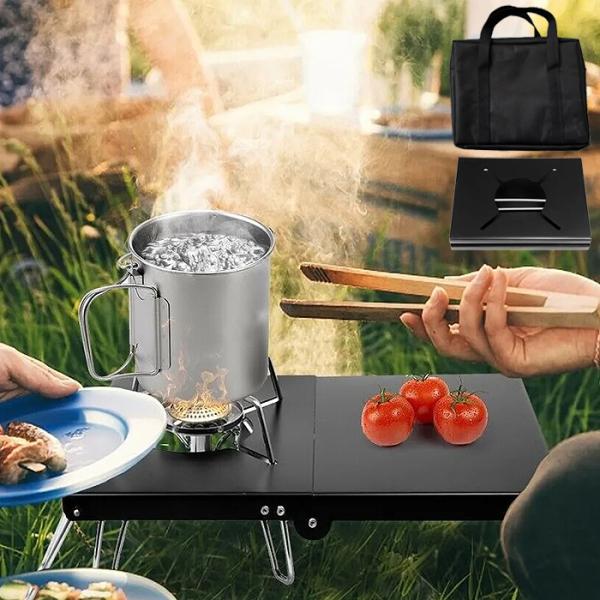 遮熱テーブル 遮熱板 シングルバーナー テーブル アルミ 折りたたみ###コンロテーブルH06-BK...