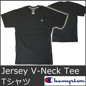 チャンピオン Tシャツ メンズ 半袖 Vネック 黒 ブラック USA CHAMPION Jersey T4651 5023｜ai-na