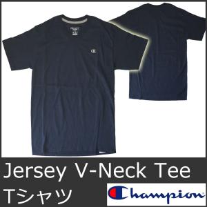 チャンピオン Tシャツ メンズ 半袖 Vネック 青 ネイビー USA CHAMPION Jersey T4651 5026｜ai-na