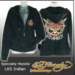 Ed Hardy（エド・ハーディー） フードパーカー レディース ローズ/黒