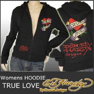 Ed Hardy（エド・ハーディー） フードパーカー レディース ローズ/黒
