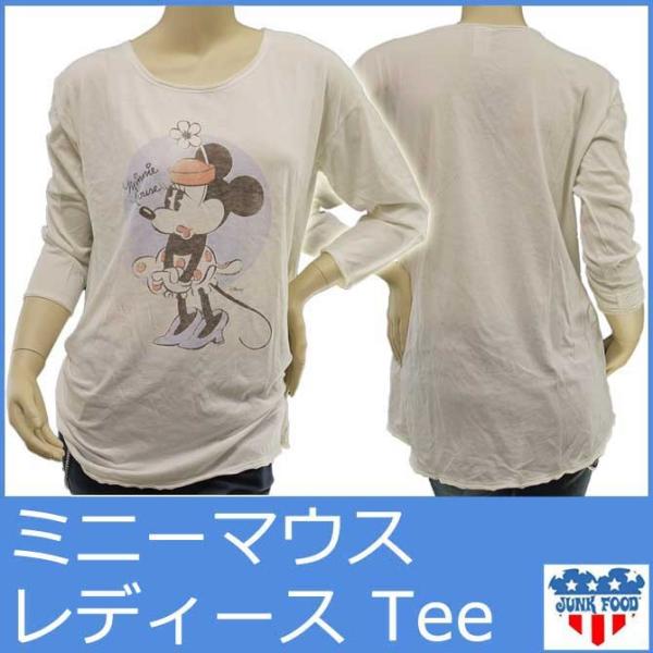 ジャンクフード Tシャツ レディース ロンT ラグラン 七分袖 ミニーマウス Disney/ディズニ...