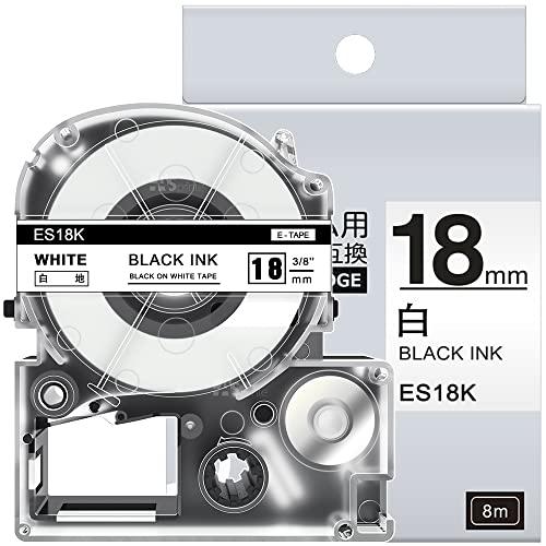 1個 18mm 白地黒文字 ES18K と互換性のある キングジム テプラ テープ カートリッジ テ...