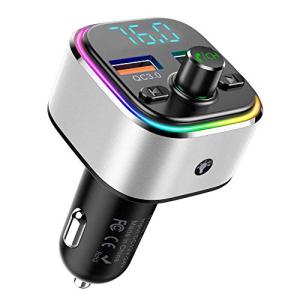Nulaxy FMトランスミッター Bluetooth5.0 車用 2USBポート QC3.0急速充電 ハンズフリー通話 カーチャージャー シガ