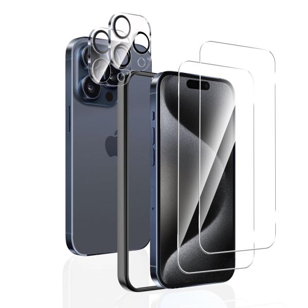 Sungale iPhone 15 Pro Max 用 ガラスフィルム (4枚セット) iPhone...