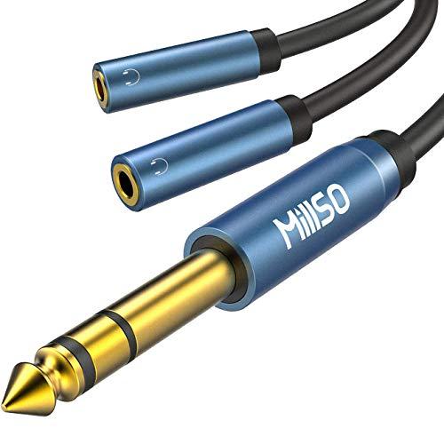MillSO 標準プラグ ミニプラグ 変換 2分岐ケーブル 3.5mm 6.35mm 変換アダプタ ...