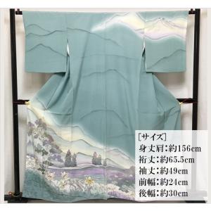 中古品　正絹　訪問着　手描き友禅加工　ボカシ染　袷きもの　21815  t｜ai888style