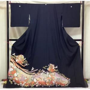 江戸褄 留袖 正絹江戸褄(黒留袖) 箔使い柄の江戸褄・未仕立品 江戸褄 留袖 正絹江戸褄(黒留袖) 箔使い柄の江戸褄・未仕立品