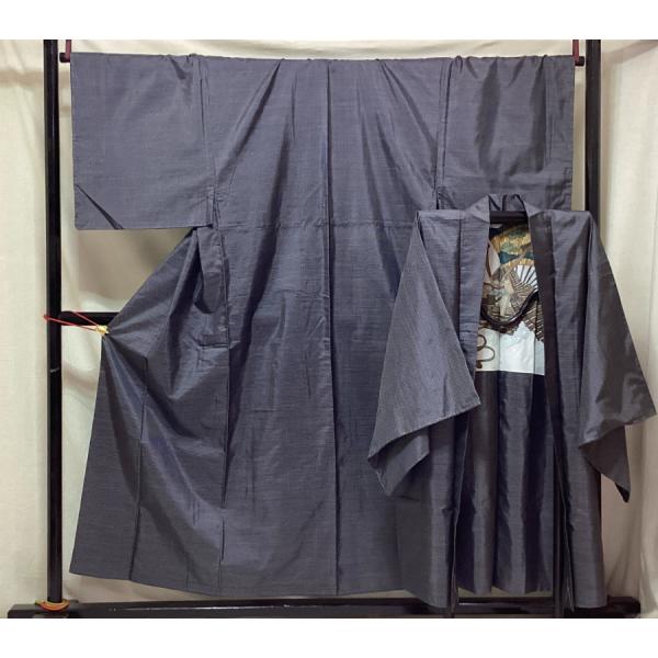 中古品　正絹　男物　ちらし大島紬　アンサンブル　着物　羽織　セット品　袷きもの　25468　t