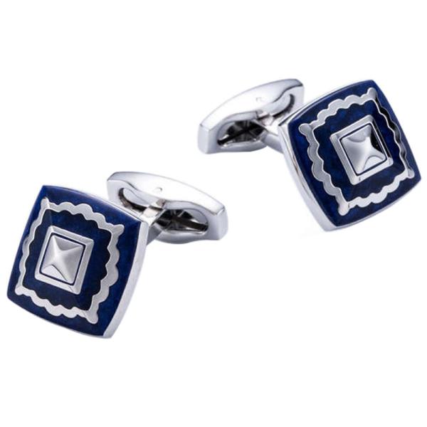 カフスボタン ネイビー スクエア 高級感 紺色 カフリンクス