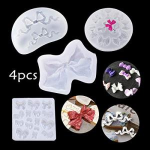 FineInno リボン形 蝴蝶形 バタフライ形 ちょう結び ウェビング シリコンモールド ハンドメイド UVレジン型 DIY 手作り 4セット (リ