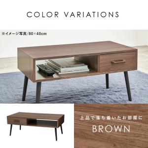 両側引出しオープン棚テーブル （ブラウン） 幅100cm 天然木突板 MT-6542BRの商品画像