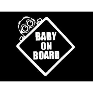 ステッカー ミニオン BABY ON BOARD 全3色 ホワイト イエロー ピンク 車 バイク デカール シール 転写 カッティングステッカー ミニオンズ アメリカ 雑貨｜aicamu