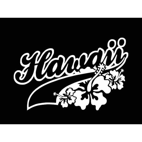 ステッカー HAWAII LOGO ハイビスカス 全6色 ホワイト ブラック オレンジ ブルー イエ...