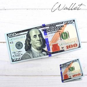 100札柄 フェイクレザー 2つ折り財布 アメリカ輸入品 アメリカン 合皮