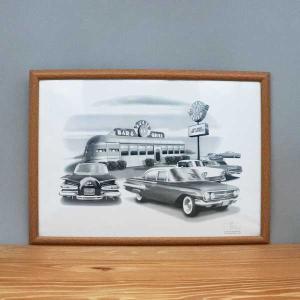 アートパネル インパラ 壁掛け 立てかけ 額縁 ブラック Route66