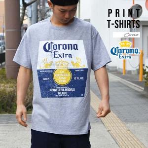Tシャツ 半袖 メンズ コロナ コロナビール CORONA ライトグレー トップス オーバーサイズ ビッグシルエット ロゴ メキシコビール corona extra コロナエキストラ｜aicamu