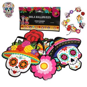 カラベラ ペーパーバナー バナー DAY OF THE DEAD メキシコ 壁掛け 看板 飾り インテリア ディスプレイ ウォールアート デコレーション CALAVERA 死者の日｜aicamu