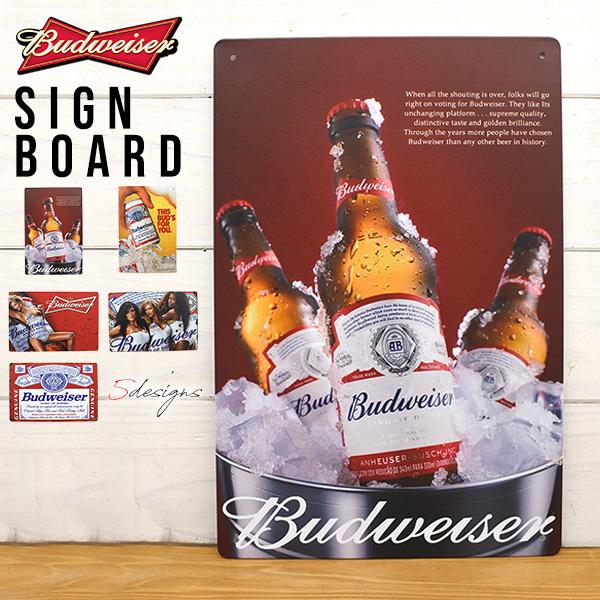 サインプレート budweiser バドワイザー 全2種類 レッド ガレージ サインボード プレート...