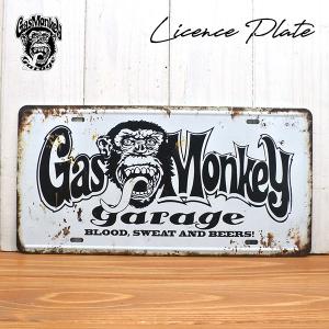 ガスモンキー ナンバープレート USサイズ ホワイト GAS MONKEY GARAGE アメリカ ライセンスプレート ビンテージ風 ガレージ 装飾 白 西海岸 インテリア｜aicamu