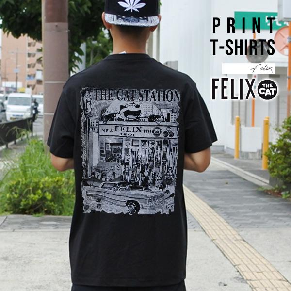 Tシャツ 半袖 メンズ ブラック Lサイズ FELIX THE CAT フィリックス ザ キャット ...