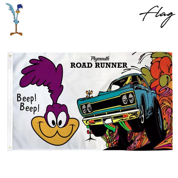 ロードランナー フラッグ Plymouth ロゴ ホワイト Road Runner バナー 壁掛け ...