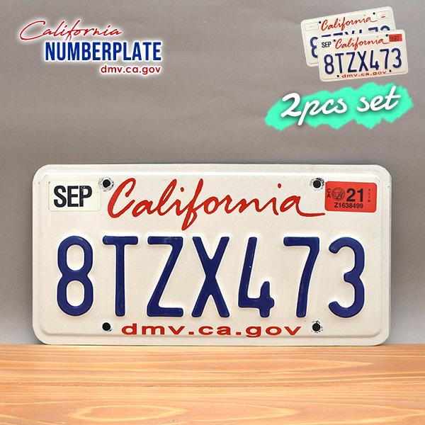 USED品 アメリカ USED ナンバープレート 2枚セット 8TZX473 カリフォルニア Cal...