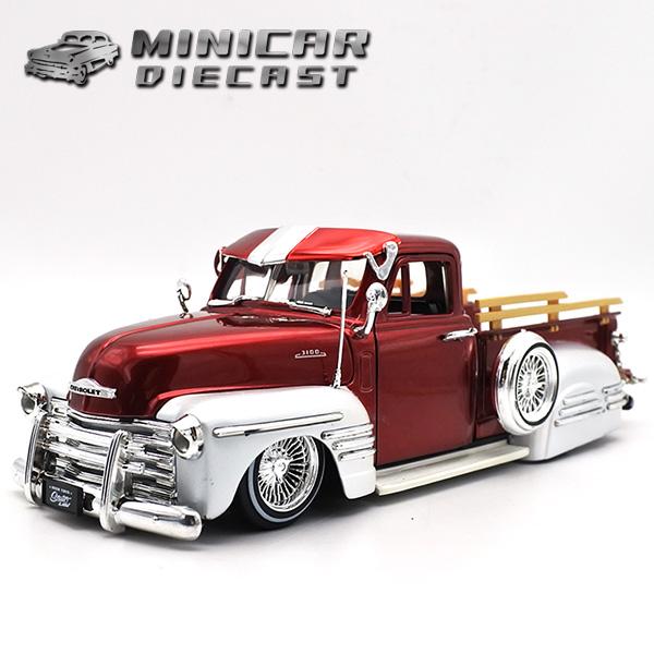1/24 ミニカー 1951 CHEVROLET PICK UP キャンディー レッド シルバー シ...