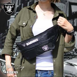 レイダース ボディバッグ ウエストポーチ ロゴ バッグ NFL RAIDERS ナイロン ミニバッグ ブラック ファニーパック アメフト ローライダー アメリカ 雑貨｜aicamu