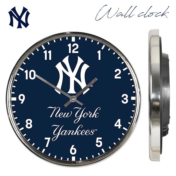 ニューヨーク ヤンキース 壁掛け時計 約31cm 掛け時計 時計 ウォールクロック おしゃれ ネイビ...