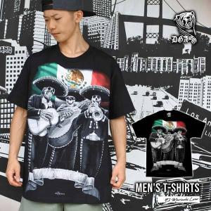 Tシャツ メンズ 半袖 DGA El Mariachi Loco ブラック メキシコ カラベラ 大きめ 大人 チカーノ チカーノファッション ローライダー 黒 トップス｜aicamu