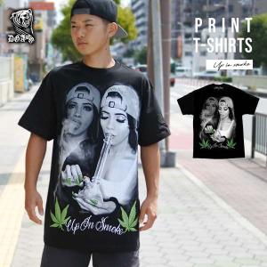 Tシャツ メンズ 半袖 DGA UP IN SMOKE ブラック ヘンプ マリファナ 大きめ 大人サイズ チカーノ チカーノファッション ローライダー 黒｜aicamu