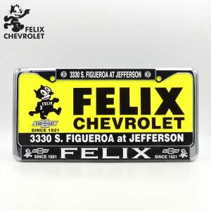 フィリックス シボレー メタル ナンバーフレーム イエロー プレート付き FELIX CHEVROLET ライセンスフレーム フィリックス ザ キャット USサイズ ローライダー｜aicamu