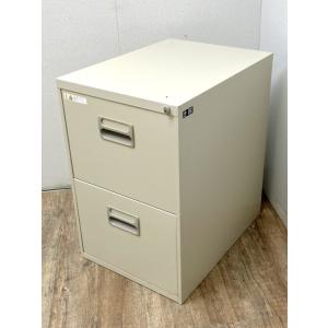 DSK 2段キャビネット ファイリングキャビネット B4サイズ 幅455×奥行620×高さ700mm スチール書庫 オフィス 棚 収納 書類 鍵付き 中古品
