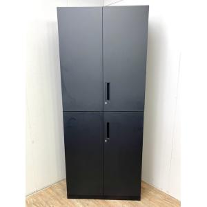 コクヨ スチール書庫 (上棚名＋下棚名) 幅900×奥行450×高さ2150mm オフィス 収納 ブラック (中古品)
