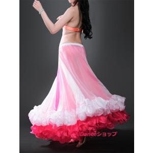 新着 ベリーダンス 衣装 スカート スリットフリル スカート 光沢ある