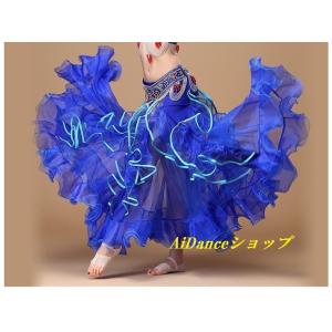 新着 ベリーダンス 衣装 スカート スリットフリル スカート 光沢ある