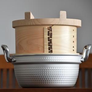 鍋付特級和せいろ 27（井桁桟）/国産ひのき/せいろ(直径27cm)・蓋・鍋の3点セットの蒸し器