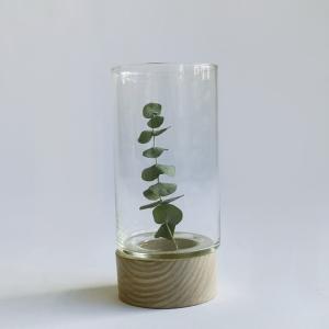 花瓶 木とリューズガラスを組み合わせたフラワーベース ストレート Horn Please 志成販売の商品画像