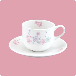 ニ・48　ニ・サ48　コーヒー碗・皿（3色梅）｜aigineo